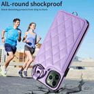 For iPhone 11 Pro Max Rhombic Texture Card Bag Phone Case with Short Lanyard(Purple) - 2