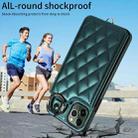 For iPhone 11 Pro Max Rhombic Texture Card Bag Phone Case with Short Lanyard(Green) - 2