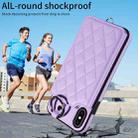For iPhone XS Max Rhombic Texture Card Bag Phone Case with Short Lanyard(Purple) - 2