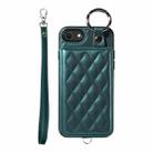 For iPhone SE 2022 / 2020 / 8 / 7 Rhombic Texture Card Bag Phone Case with Short Lanyard(Green) - 1