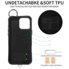 For iPhone 16 Pro Max Rhombic Texture Card Bag Phone Case with Short Lanyard(Black) - 3