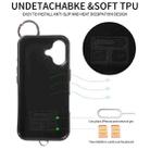 For iPhone 16 Rhombic Texture Card Bag Phone Case with Short Lanyard(Black) - 3