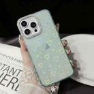 For iPhone 15 Pro Love Pattern Diamond Lens Frame IMD Acrylic Phone Case(Green) - 2