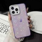 For iPhone 15 Pro Love Pattern Diamond Lens Frame IMD Acrylic Phone Case(Purple) - 2