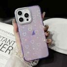 For iPhone 15 Love Pattern Diamond Lens Frame IMD Acrylic Phone Case(Purple) - 2