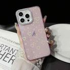 For iPhone 14 Love Pattern Diamond Lens Frame IMD Acrylic Phone Case(Pink) - 2