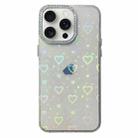 For iPhone 14 Pro Love Pattern Diamond Lens Frame IMD Acrylic Phone Case(White) - 1