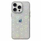 For iPhone 13 Pro Max Love Pattern Diamond Lens Frame IMD Acrylic Phone Case(White) - 1