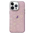 For iPhone 13 Pro Love Pattern Diamond Lens Frame IMD Acrylic Phone Case(Pink) - 1