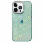 For iPhone 13 Pro Love Pattern Diamond Lens Frame IMD Acrylic Phone Case(Green) - 1