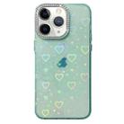 For iPhone 11 Pro Max Love Pattern Diamond Lens Frame IMD Acrylic Phone Case(Green) - 1