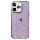 For iPhone 11 Pro Max Love Pattern Diamond Lens Frame IMD Acrylic Phone Case(Purple) - 1