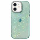 For iPhone 11 Love Pattern Diamond Lens Frame IMD Acrylic Phone Case(Green) - 1