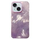 For iPhone 15 Tinfoil Texture Colorful Lens Frame IMD Acrylic Phone Case(Pink) - 1