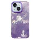 For iPhone 15 Tinfoil Texture Colorful Lens Frame IMD Acrylic Phone Case(Purple) - 1