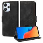 For Redmi 12 4G / 5G / Note 12R Embossed Rhombus Starry Leather Phone Case(Black) - 1