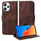 For Redmi 12 4G / 5G / Note 12R Embossed Rhombus Starry Leather Phone Case(Brown) - 1