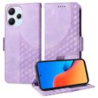 For Redmi 12 4G / 5G / Note 12R Embossed Rhombus Starry Leather Phone Case(Purple) - 1