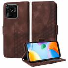 For Redmi 10C / 10 India Embossed Rhombus Starry Leather Phone Case(Brown) - 1