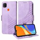 For Redmi 9C / 9 India Embossed Rhombus Starry Leather Phone Case(Purple) - 1