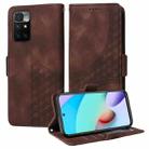 For Redmi 10 2022 Embossed Rhombus Starry Leather Phone Case(Brown) - 1