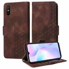 For Redmi 9A / 9i Embossed Rhombus Starry Leather Phone Case(Brown) - 1