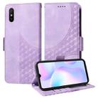 For Redmi 9A / 9i Embossed Rhombus Starry Leather Phone Case(Purple) - 1