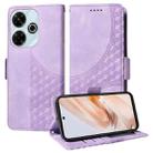 For Redmi 13 4G / Note 13R 5G Embossed Rhombus Starry Leather Phone Case(Purple) - 1