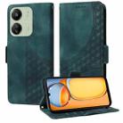 For Redmi 13C 4G / 5G / 13R Embossed Rhombus Starry Leather Phone Case(Green) - 1