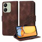 For Redmi 13C 4G / 5G / 13R Embossed Rhombus Starry Leather Phone Case(Brown) - 1