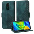 For Redmi Note 9 4G Global Embossed Rhombus Starry Leather Phone Case(Green) - 1