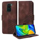 For Redmi Note 9 4G Global Embossed Rhombus Starry Leather Phone Case(Brown) - 1