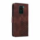 For Redmi Note 9 4G Global Embossed Rhombus Starry Leather Phone Case(Brown) - 3