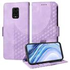 For Redmi Note 9 Pro 4G Embossed Rhombus Starry Leather Phone Case(Purple) - 1