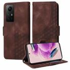 For Redmi Note 12S 4G Global Embossed Rhombus Starry Leather Phone Case(Brown) - 1