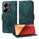 For Redmi Note 13 4G Embossed Rhombus Starry Leather Phone Case(Green) - 1