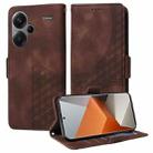 For Redmi Note 13 Pro+ 5G Embossed Rhombus Starry Leather Phone Case(Brown) - 1