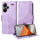 For Redmi Note 13 Pro+ 5G Embossed Rhombus Starry Leather Phone Case(Purple) - 1