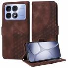 For Redmi K70 Ultra Embossed Rhombus Starry Leather Phone Case(Brown) - 1