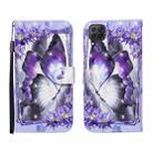 For Huawei P40 lite 3D Painted Pattern Horizontal Flip Leather Case with Holder & Wallet & Card slot & Lanyard(Purple Flower Butterfly) - 1