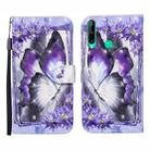 For Huawei Honor 9C 3D Painted Pattern Horizontal Flip Leather Case with Holder & Wallet & Card slot & Lanyard(Purple Flower Butterfly ) - 1