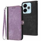 For Redmi 13 4G Side Buckle Double Fold Hand Strap Leather Phone Case(Purple) - 1