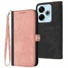 For Redmi 13 4G Side Buckle Double Fold Hand Strap Leather Phone Case(Pink) - 1