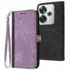 For Redmi Turbo 3 / Xiaomi Poco F6 Side Buckle Double Fold Hand Strap Leather Phone Case(Purple) - 1