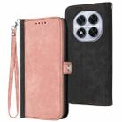 For Redmi Note 14 Pro 4G Side Buckle Double Fold Hand Strap Leather Phone Case(Pink) - 1