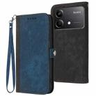 For Redmi Note 13R Pro / Xiaomi Poco X6 Neo Side Buckle Double Fold Hand Strap Leather Phone Case(Royal Blue) - 1