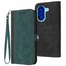 For Redmi A5 4G Side Buckle Double Fold Hand Strap Leather Phone Case(Dark Green) - 1