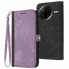 For Redmi K80 / Xiaomi Poco F7 Pro Side Buckle Double Fold Hand Strap Leather Phone Case(Purple) - 1