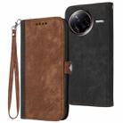 For Redmi K80 Pro / Xiaomi Poco F7 Ultra Side Buckle Double Fold Hand Strap Leather Phone Case(Brown) - 1