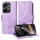 For Xiaomi Poco F6 Embossed Rhombus Starry Leather Phone Case(Purple) - 1